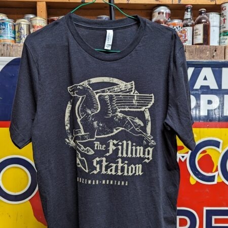 Black Filling Station Pegasus logo tee shirt