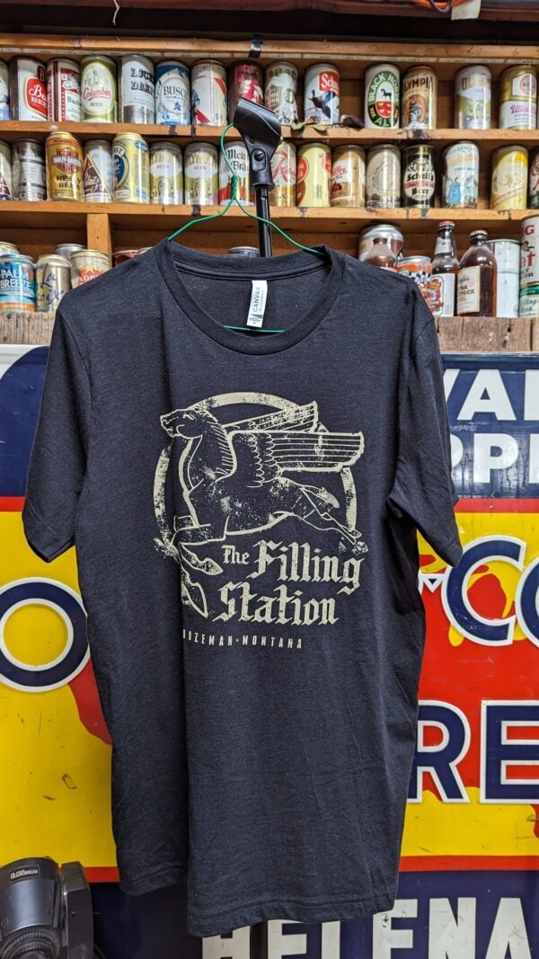 Black Filling Station Pegasus logo tee shirt